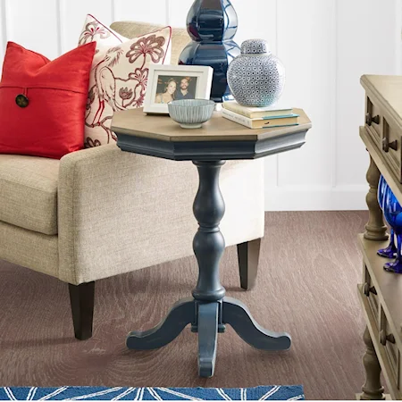 Two-Tone Accent Pedestal Table